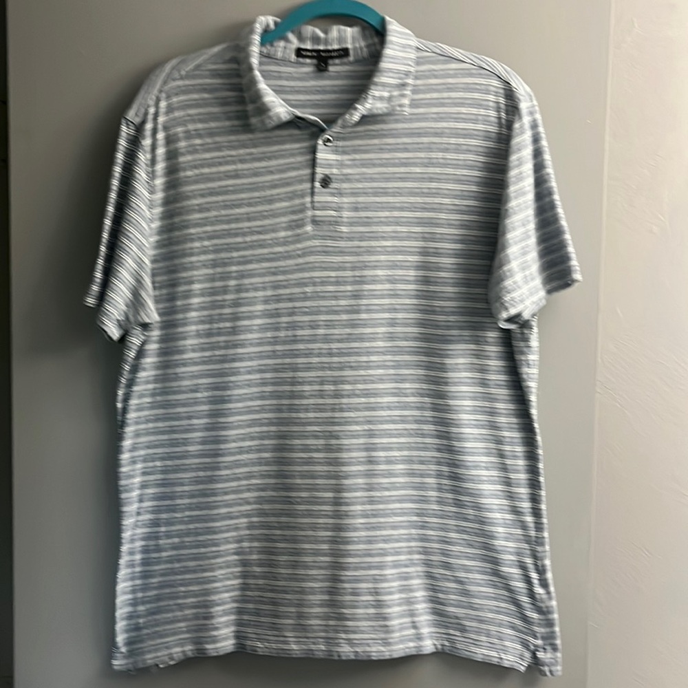 Robert Barakett Men’s Short Sleeve Polo Shirt, Super Soft Striped Fabric, Size L